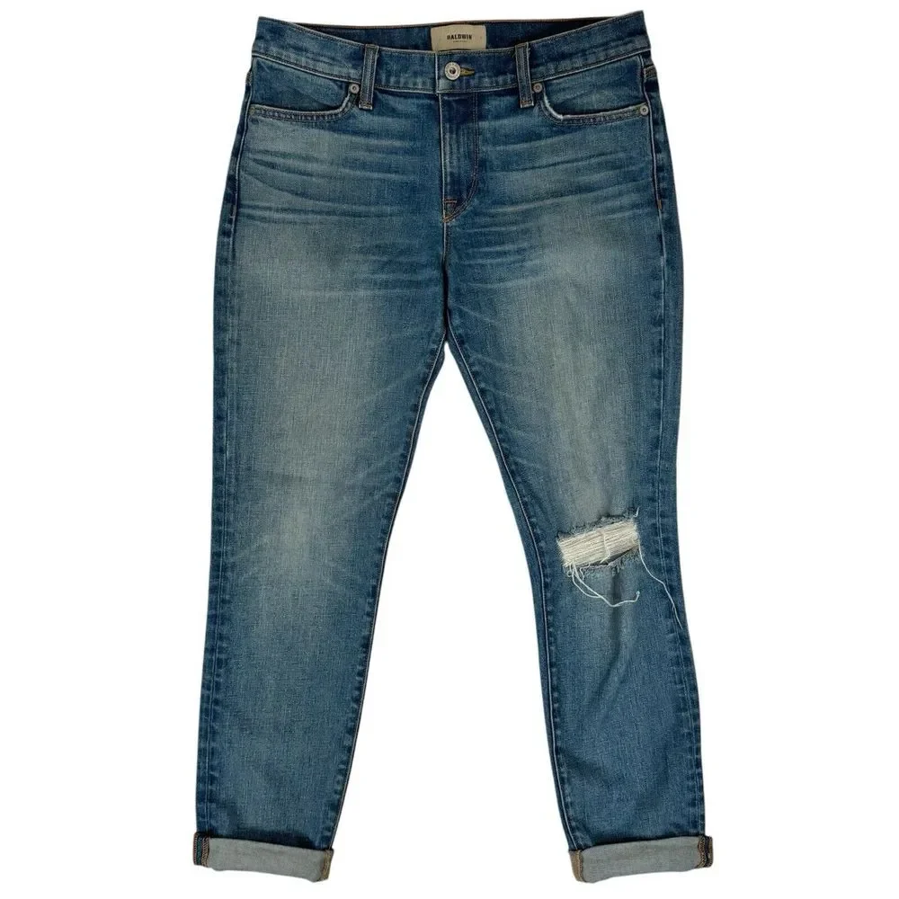 Baldwin Kansas‎ City Kennedy Low Rise Boyfriend Jeans Size 27 Distressed Cuffed